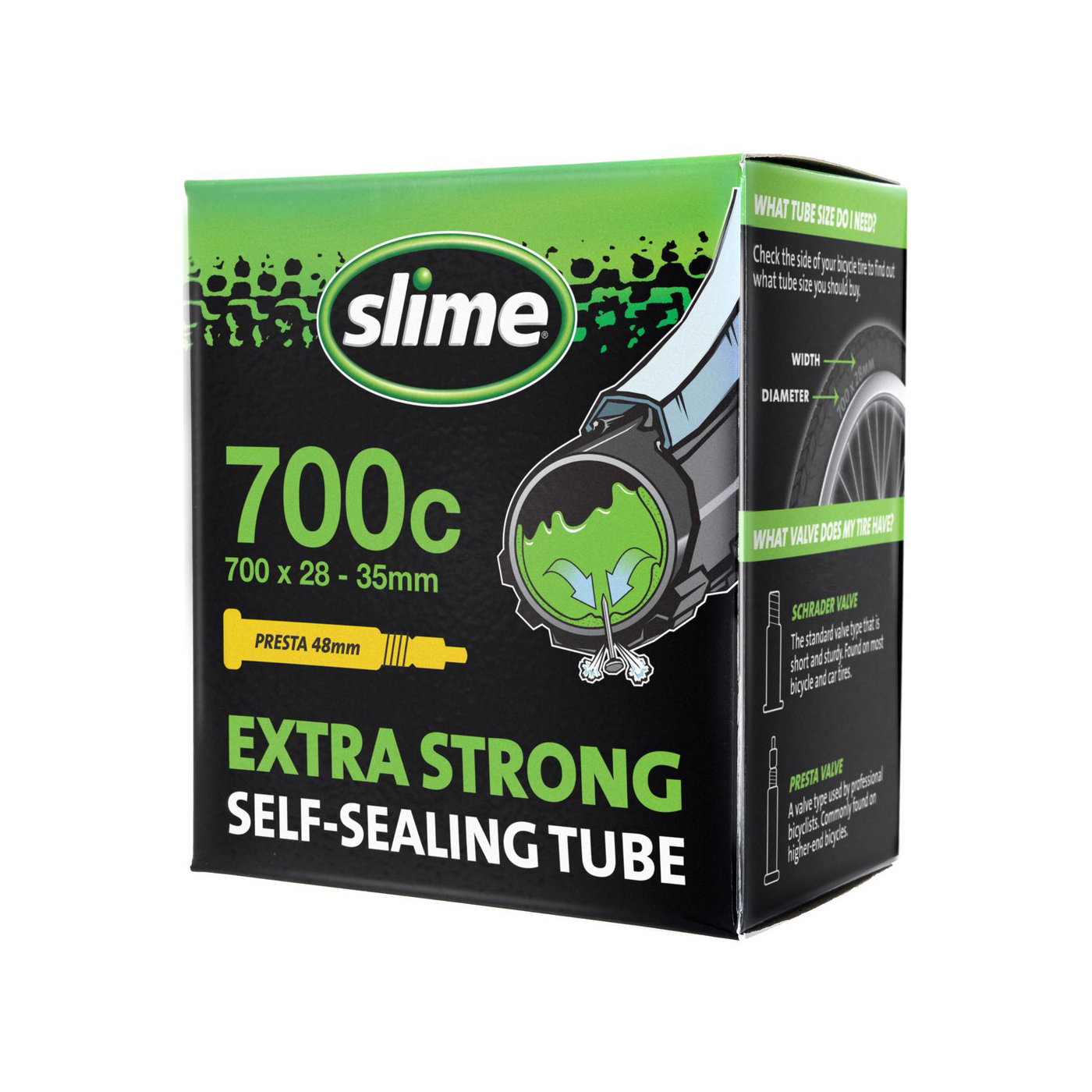 Bicycle Tubes Slime - camera bicicleta 28" cu solutie antipana - 700x28C-> 700x32 - 28-622-> 32-622 - valva presta 48mm