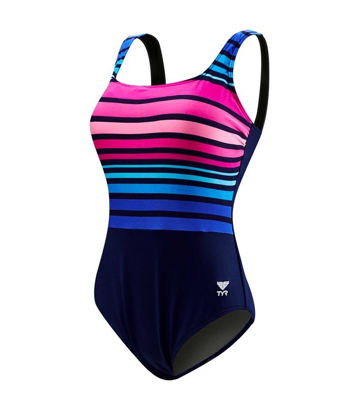 TYR TYR - costum inot femei Ombre stripe aqua controlfit - albastru navy roz mov