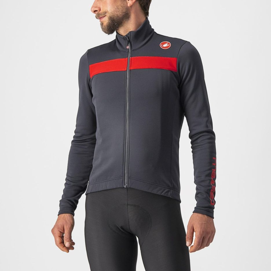 Castelli Castelli - tricou maneca lunga 14-20 gr C - Puro 3 FZ - antracit | rosu