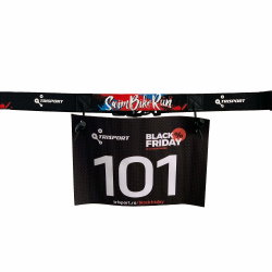 Trisport curea numar concurs Swim Bike Run albastru-rosu