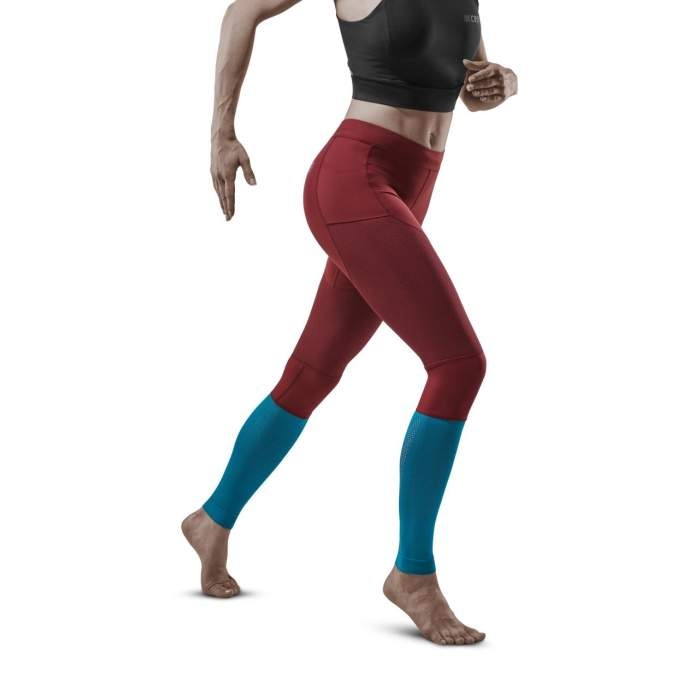 Sporting Goods CEP - colanti de alergare - Run compression Tights 3.0 W - Rosu Inchis I Petrol