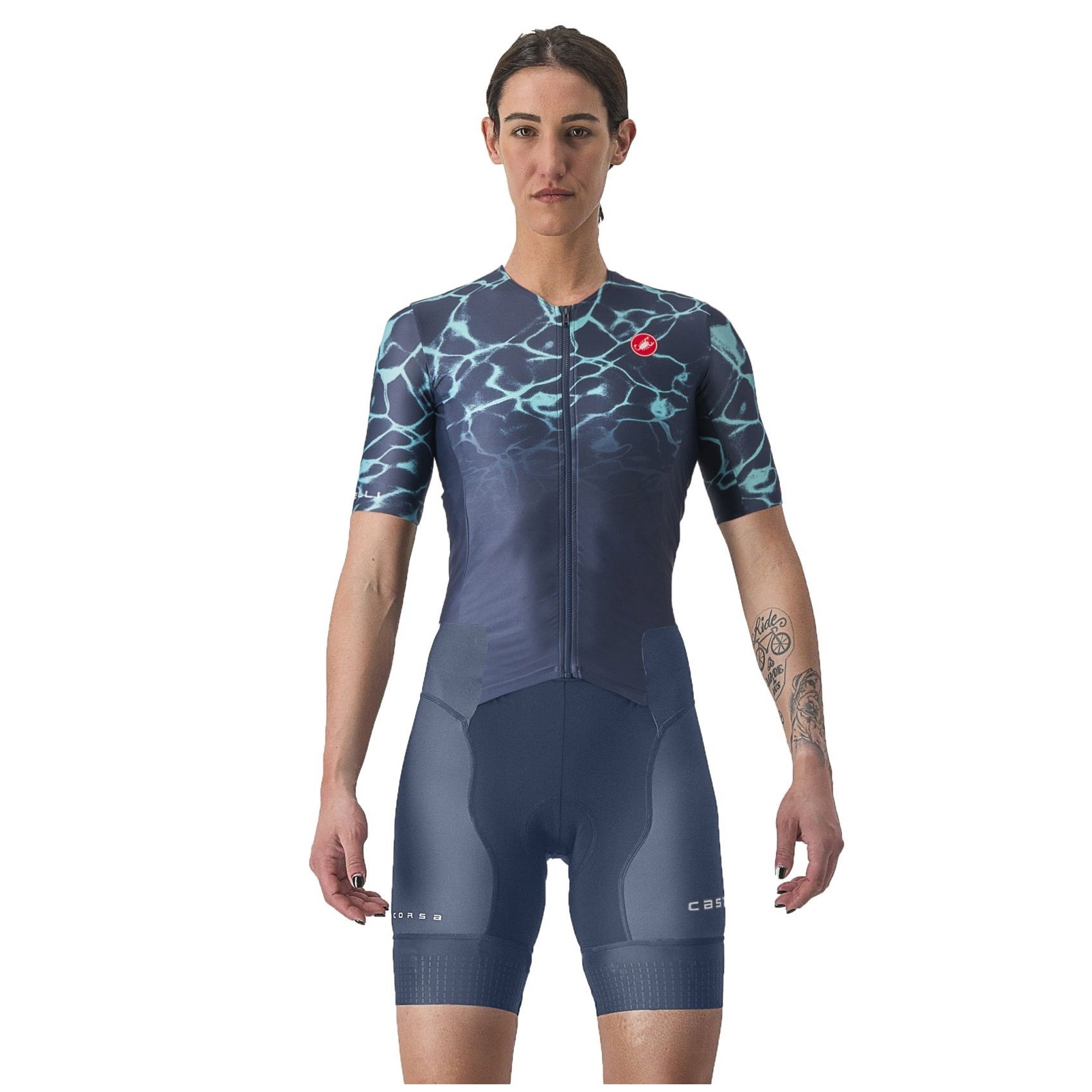 Castelli Castelli - costum trisuit triatlon pentru femei, maneca scurta Free Sanremo SS Suit - indigo belgian turcoaz