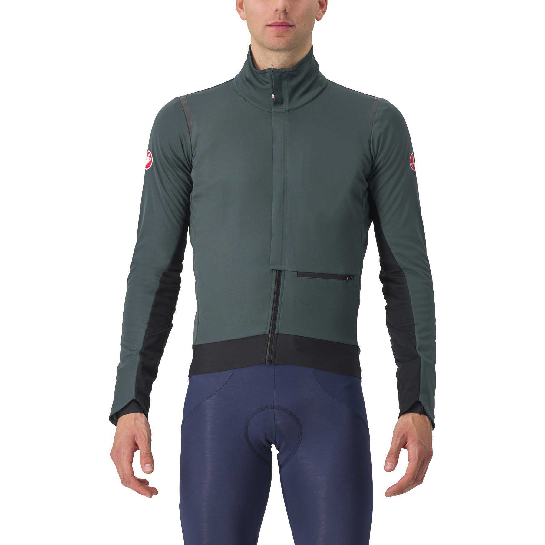 Castelli Castelli - Jacheta ciclism vreme rece sau iarna,  Alpha Doppio RoS Jacket - verde inchis rover negru