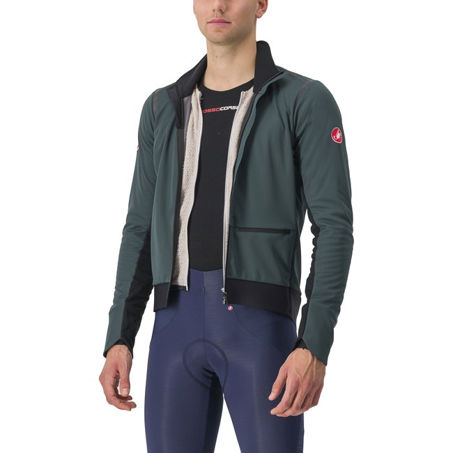 Castelli - Jacheta ciclism vreme rece sau iarna,  Alpha Doppio RoS Jacket - verde inchis rover negru