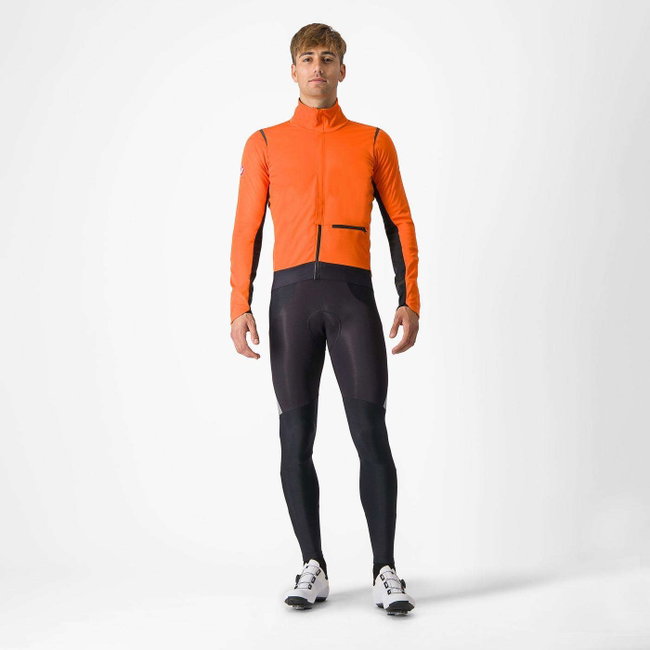 Castelli - Jacheta ciclism vreme rece sau iarna, Alpha Doppio RoS Jacket - portocaliu negru