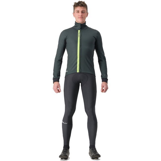 Castelli - Jacheta ciclism vreme rece sau iarna, Entrata Jacket - verde inchis rover galben fluo