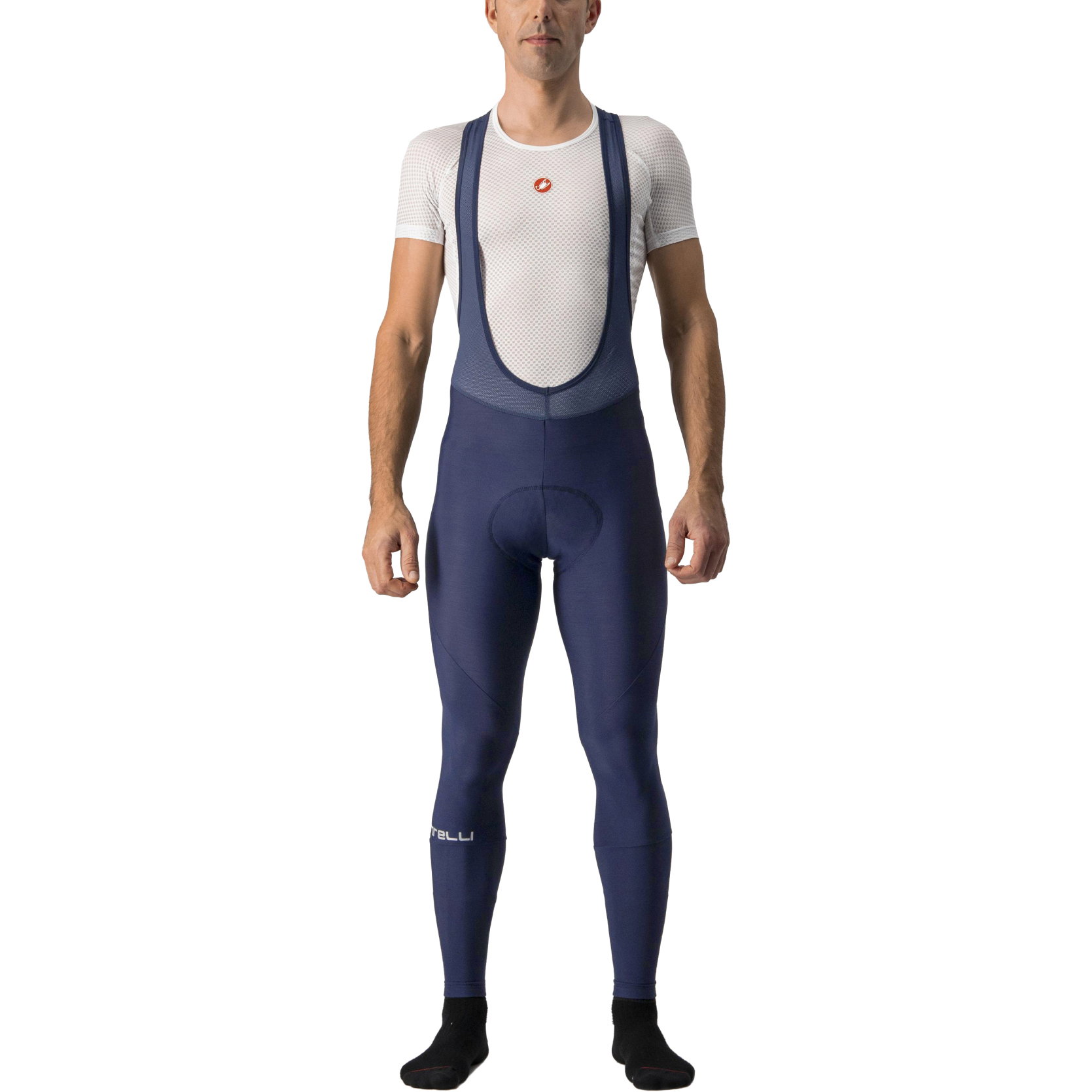 Castelli Castelli - pantaloni lungi ciclism pentru barbati cu bretele Entrata bibtights - albastru belgian