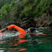 Orca - costum neopren ape deschise pentru femei vizibilitate sporita W Vitalis OpenWater HI VIS wetsuit - negru portocaliu