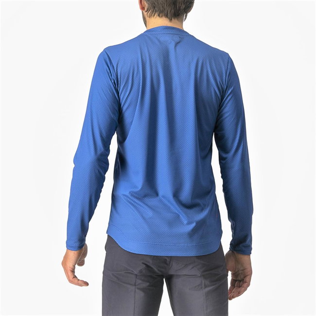 Castelli - tricou ciclism pentru barbati, maneca lunga Trail Tech LS Tee jersey - albastru electric negru