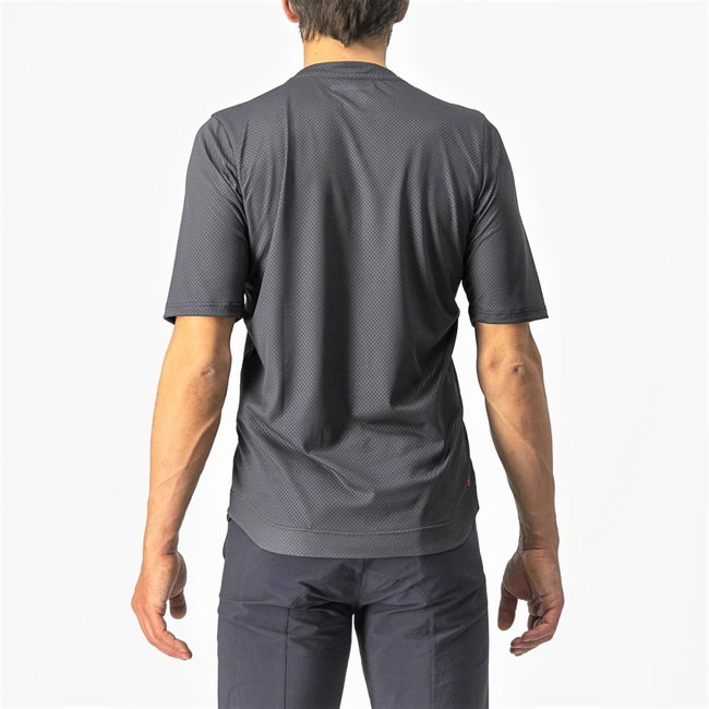 Castelli - tricou ciclism pentru barbati, maneca scurta Trail tech tee - antracit galben fluo