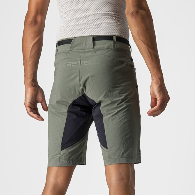 Castelli - pantaloni ciclism scurti si largi pentru barbati Unlimited Trail Baggy Short - verde army padure negru