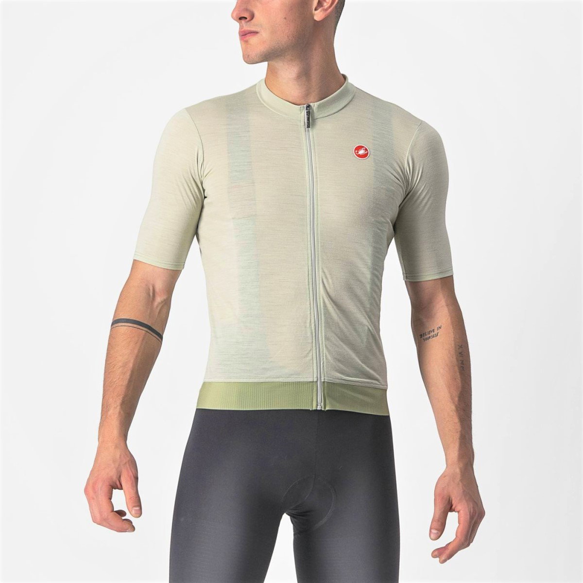 Castelli Castelli - tricou pentru ciclism cu maneca scurta Essenza Jersey - alb verde deschis desert
