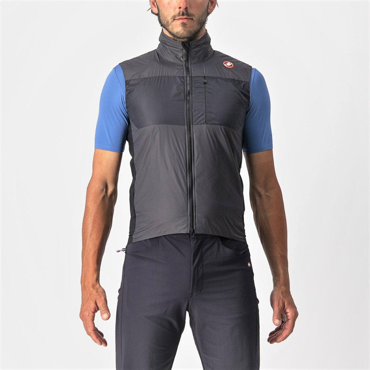 Castelli Castelli - vesta ciclism pentru barbati Unlimited Puffy Vest - gri inchis negru argintiu