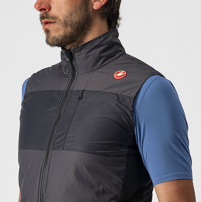 Castelli - vesta ciclism pentru barbati Unlimited Puffy Vest - gri inchis negru argintiu