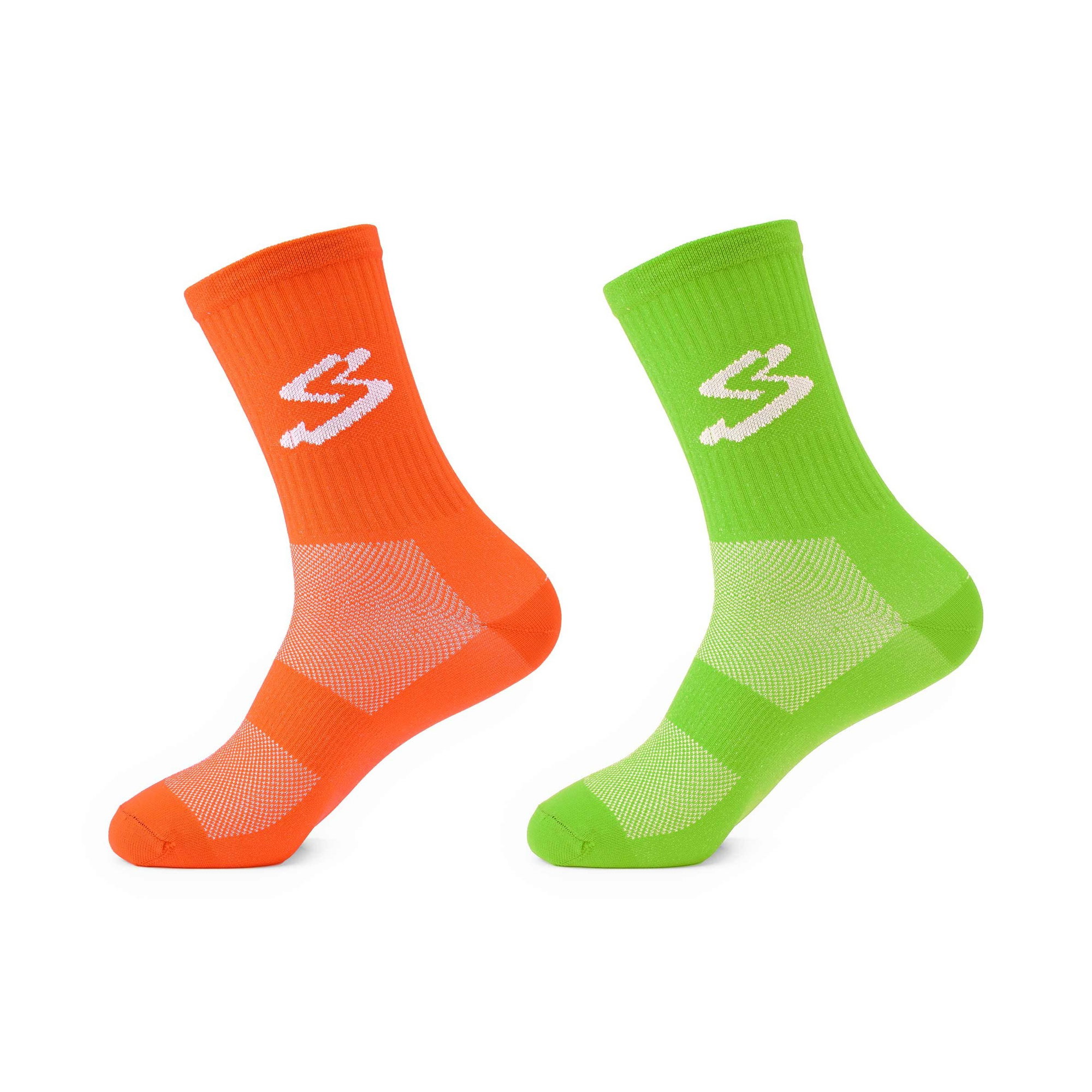 Spiuk Spiuk - Set sosete ciclism lungi TOP TEN LONG 2 PACK - verde portocaliu intens
