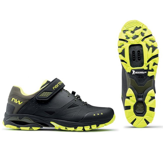 Northwave Spider 3 - pantofi pentru ciclism MTB All Mountain - negru galben fluo