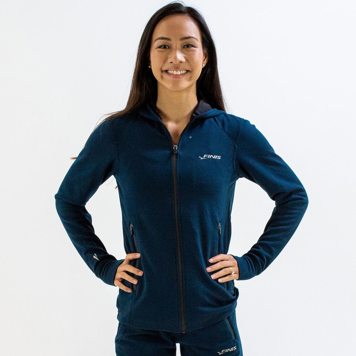 Finis Finis - Hanorac tehnic cu fermoar pentru femei Tech Jacket - albastru inchis