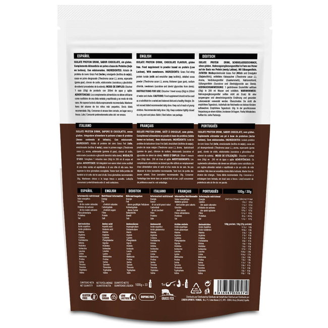 Proteină din zer 226ers Isolate Protein Grass Fed 1kg - ciocolată