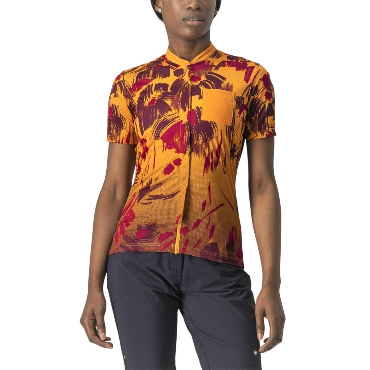 Castelli Castelli - tricou ciclism pentru femei, maneca scurta Unlimited Sentiero jersey - portocaliu visiniu barbaresco