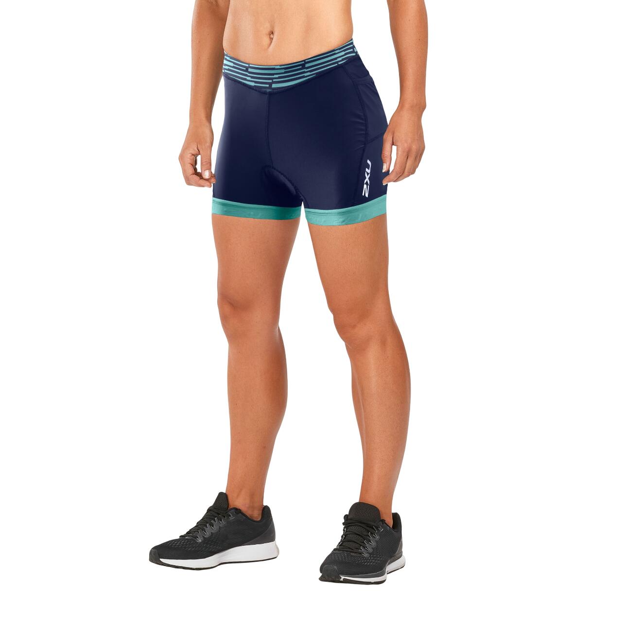 2XU 2XU - Pantaloni sport pentru femei - Tri Short Active W - negru turcoaz