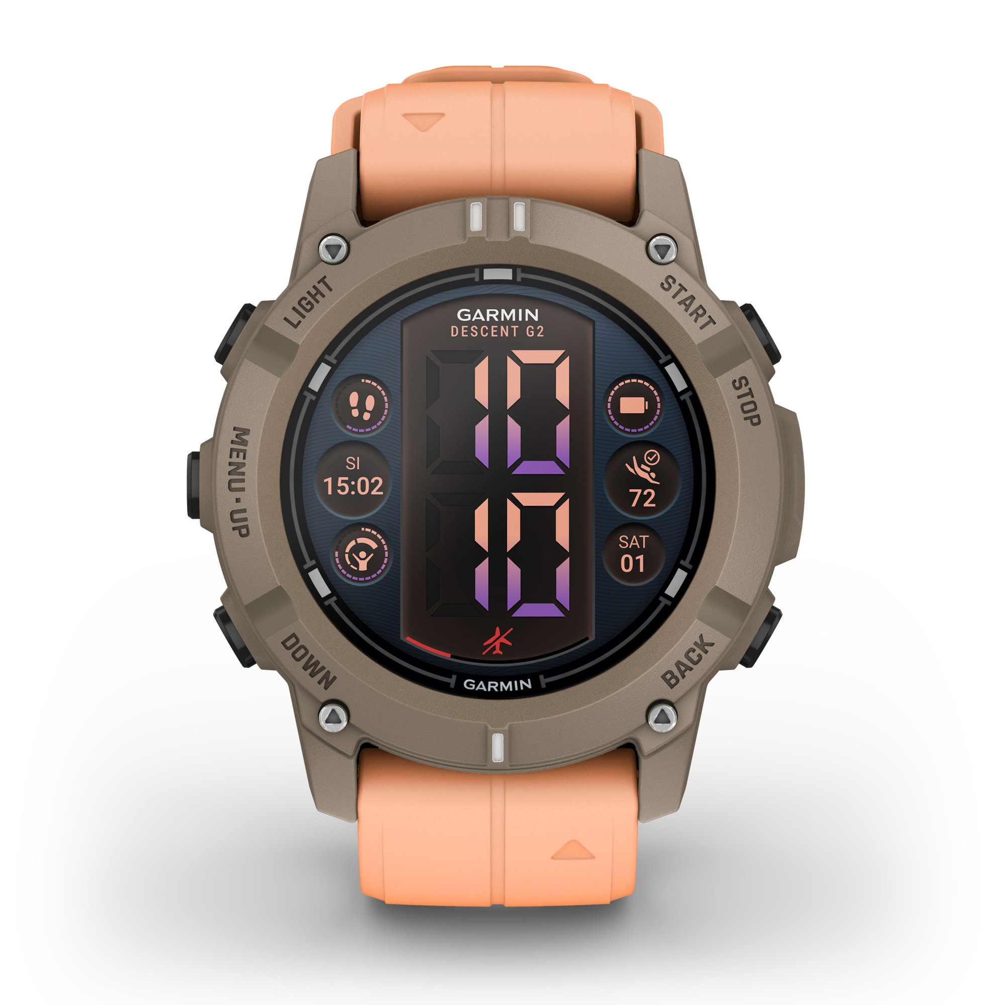 Watches Garmin Descent G2 - 45 mm AMOLED Paloma cu curea Shell Pink - computer scufundări și smartwatch robust cu GPS