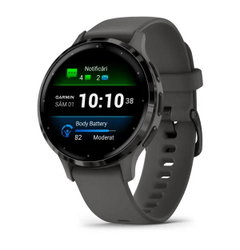 Garmin - Venu 3s smartwatch cu GPS și AMOLED - ramă slate din oţel inoxidabil şi carcasă pebble gray şi brăţară din silicon