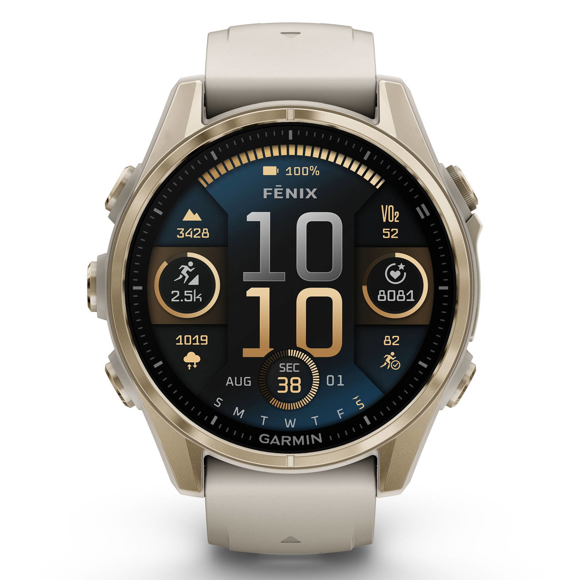 etichete autocolante Garmin fenix 8 AMOLED Sapphire 43mm - smartwatch premium GPS soft gold Titanium