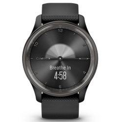 Garmin - vivomove Trend - Ramă Neagra din oţel inoxidabil - carcasa neagra - bratara silicon neagra