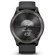Garmin - vivomove Trend - Ramă Neagra din oţel inoxidabil - carcasa neagra - bratara silicon neagra