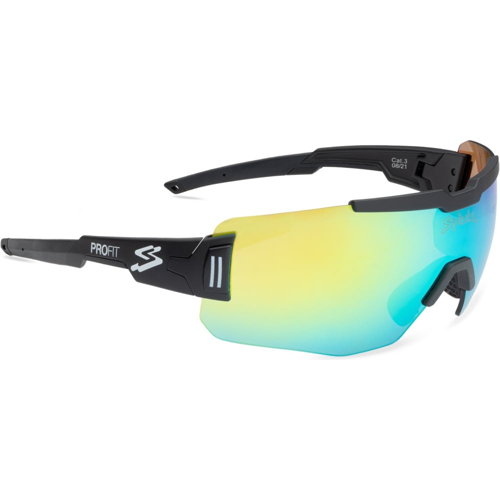 Sunglasses Spiuk - ochelari soare sport - Profit - rama neagra - lentila oglinda galbena cat. 3 + lentila transparenta