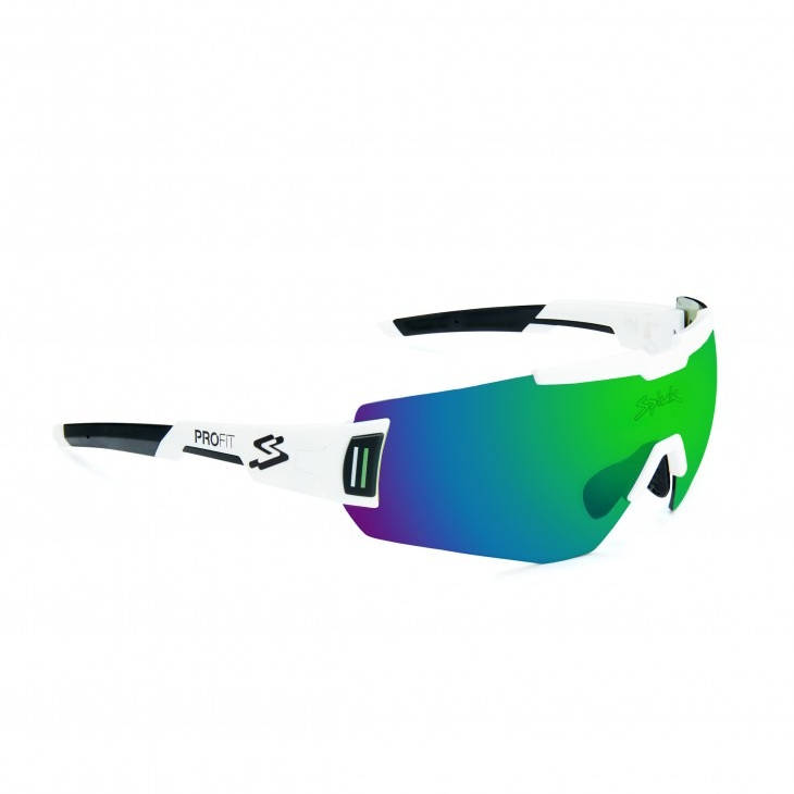 Sunglasses Spiuk - ochelari soare sport - Profit - rama alba - lentila oglinda albastra-verde cat. 3 + lentila transparenta