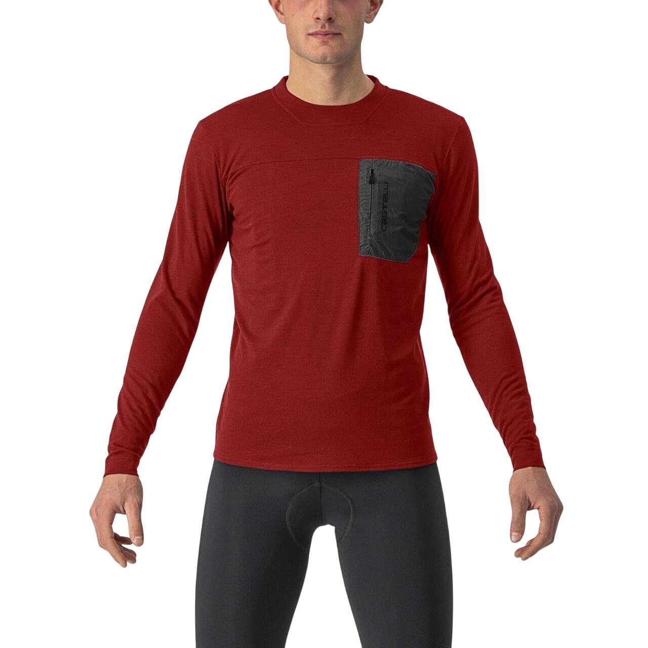 Castelli Castelli - tricou maneca lunga 15-20 gr C - Unlimited Merino LS - rosu