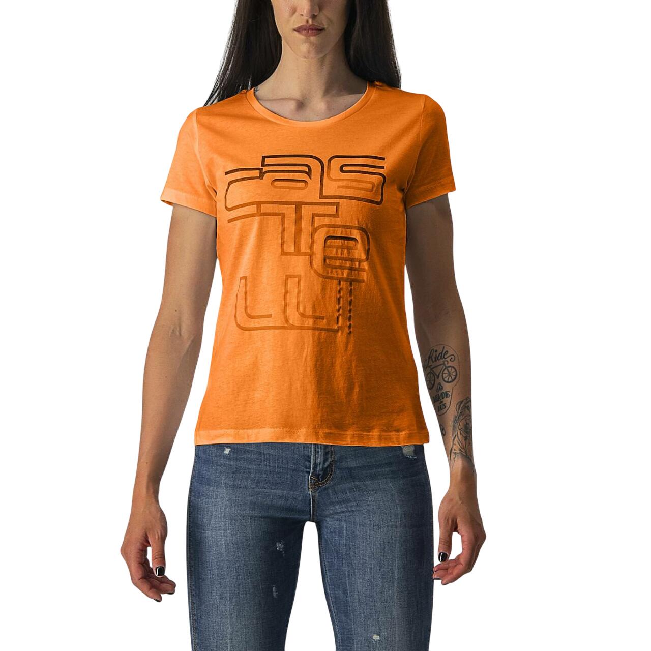 Bicycle Activewear Castelli - tricou casual maneca scurta pentru femei Bellagio Tee - portocaliu
