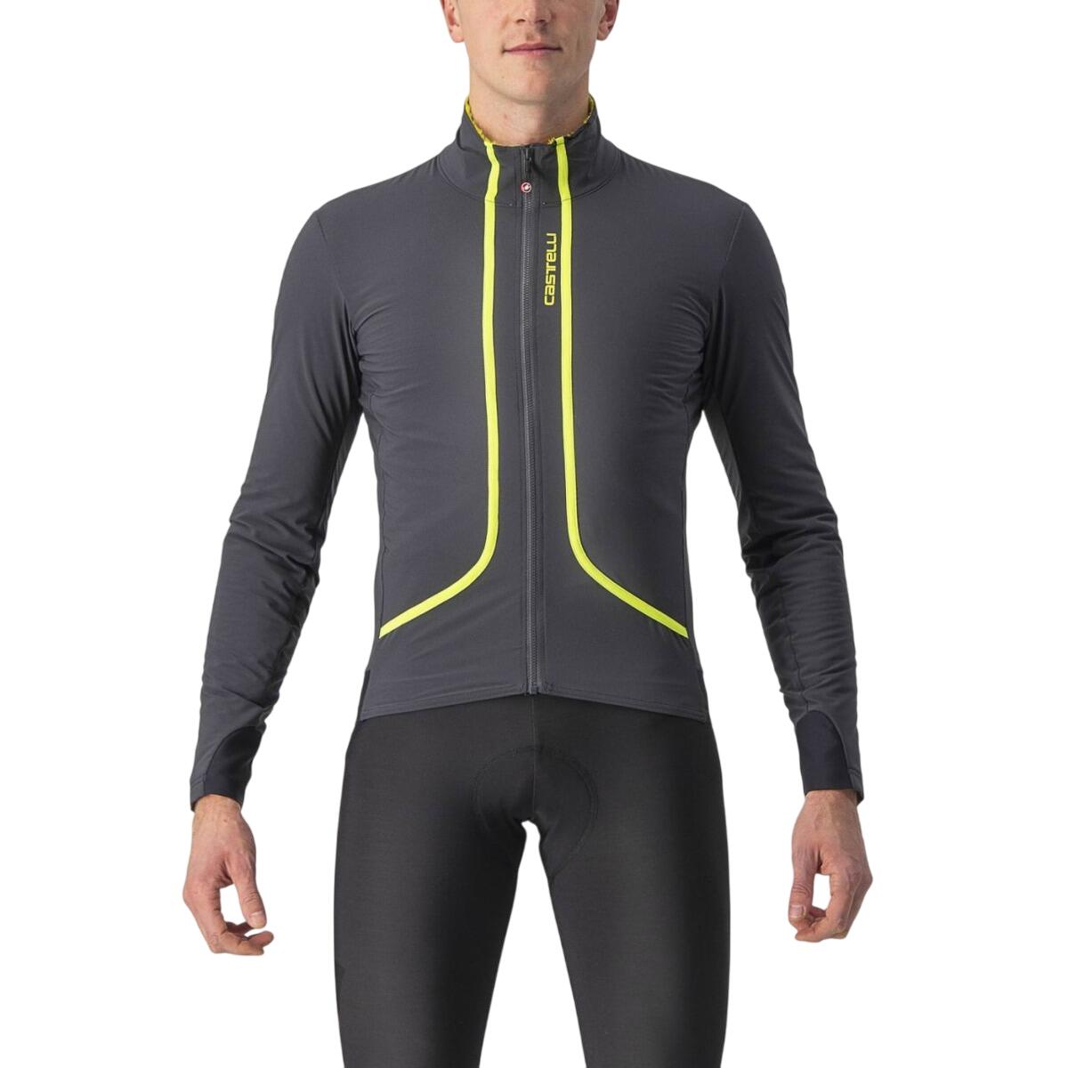 Castelli Castelli - Jacheta ciclism vreme rece sau iarna, Flight Air jacket - gri antracit galben fluo