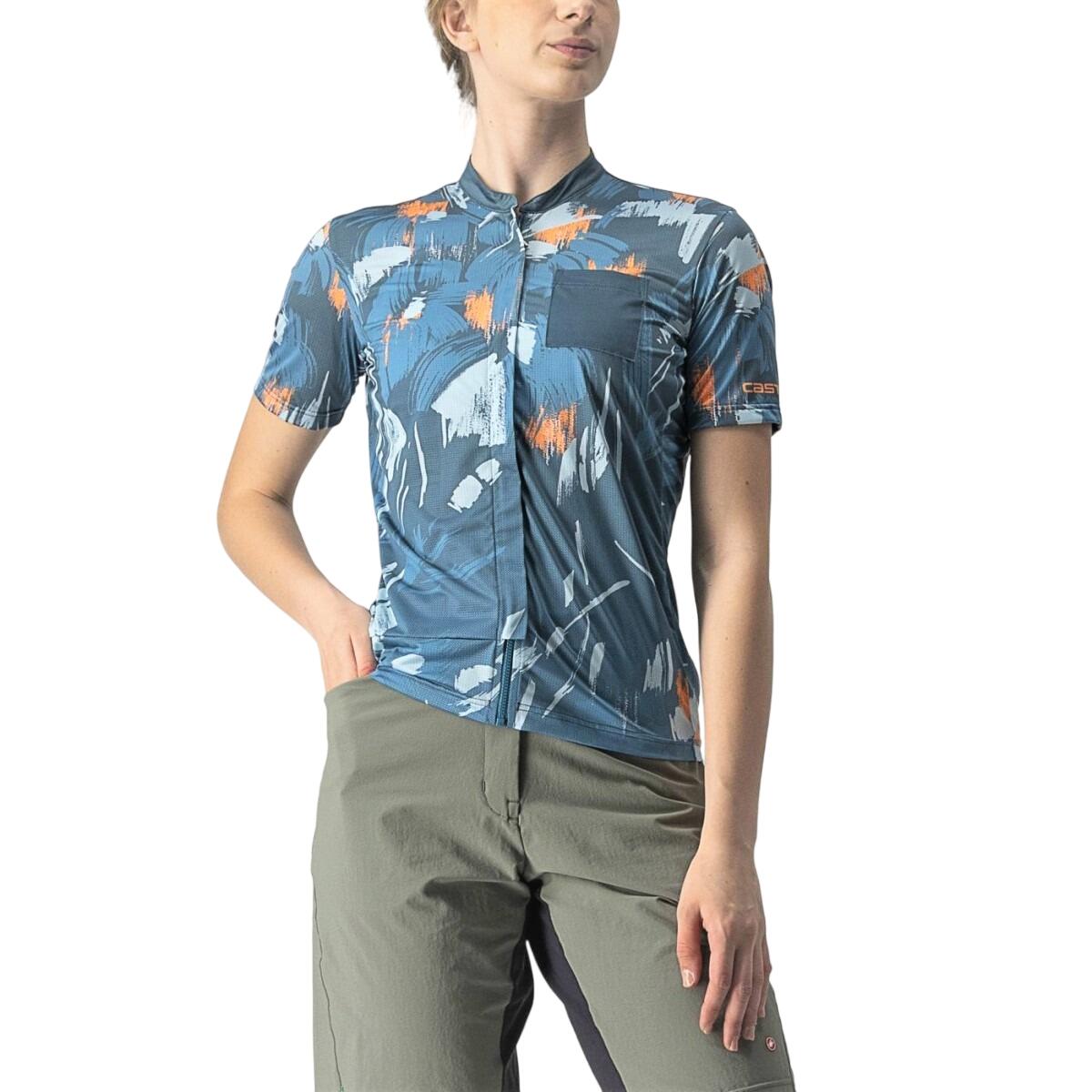 Castelli Castelli - tricou ciclism pentru femei, maneca scurta Unlimited Sentiero jersey - albastru bleu portocaliu coral