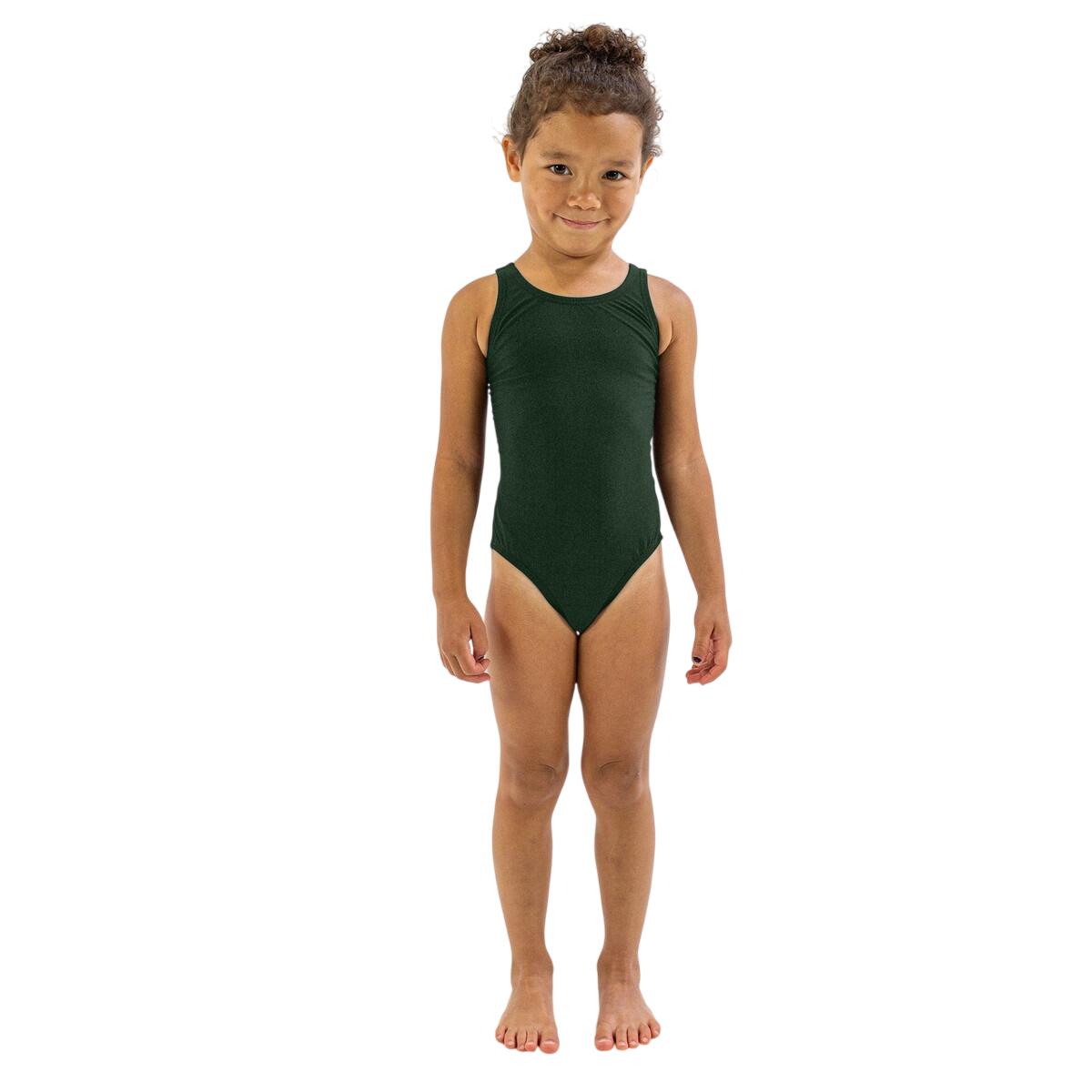 Finis Finis - Costum de baie intreg Fete Bladeback - verde inchis pin solid