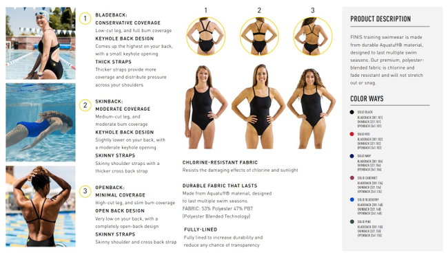 Finis - Costume de baie intreg pentru femei - Skinback Solid - rosu