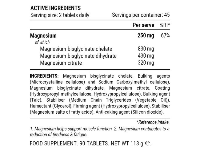 Pillar Performance - supliment magneziu Triple magnesium professional recovery (New formula) - 90 pastile