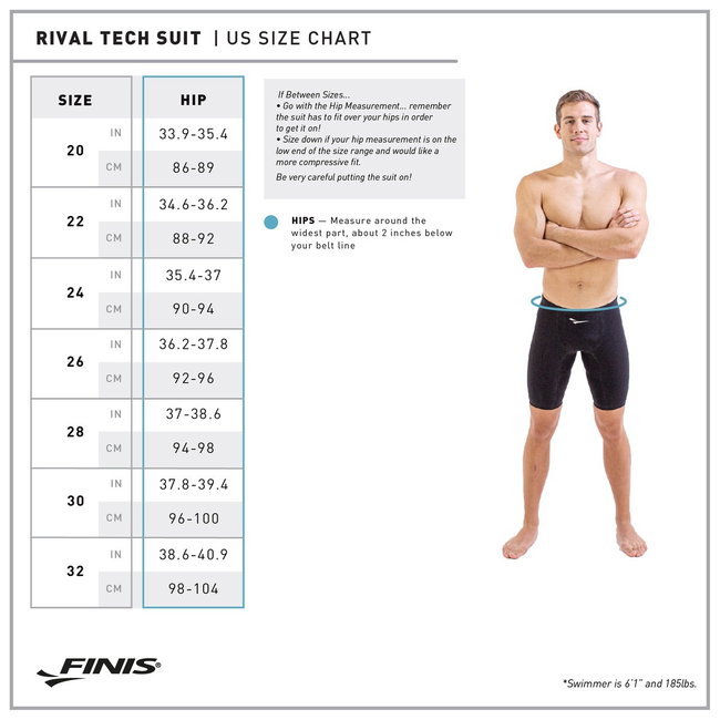 Finis - Costum inot tehnic pentru baieti sau barbati - Rival Jammer - negru