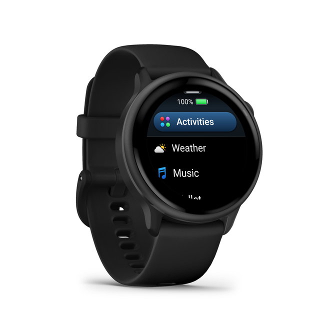 Garmin - vivoactive 6 smartwatch cu GPS și AMOLED - ramă gri slate din aluminiu - carcasă neagră şi bratara din silicon