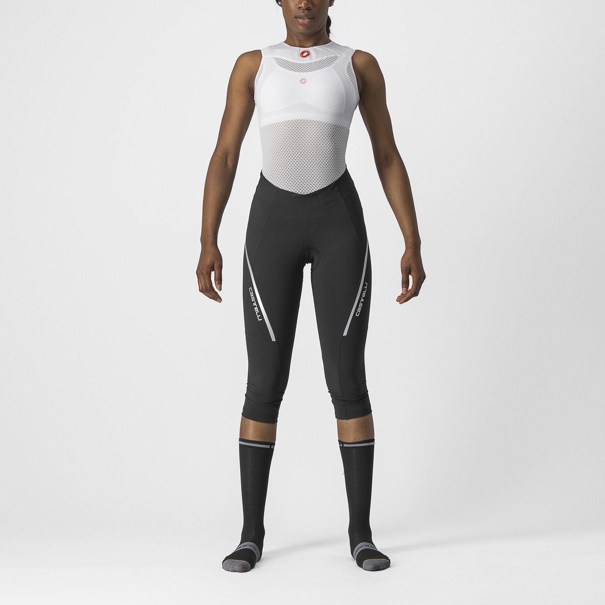 Castelli Castelli - pantaloni ciclism 3/4 cu bretele - Velocissima 3 Knicker - negru | argintiu
