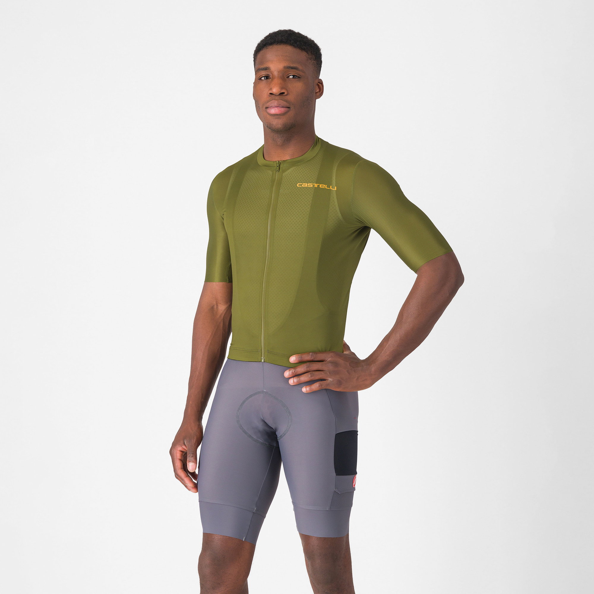 Castelli Castelli - pantaloni ciclism scurti cu bretele - Unlimited Cargo Bibshort - 15-35 gr C - gri inchis Smokey