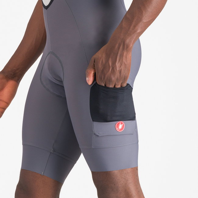 Castelli - pantaloni ciclism scurti cu bretele - Unlimited Cargo Bibshort - 15-35 gr C - gri inchis Smokey