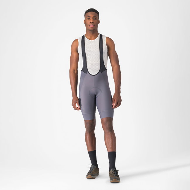 Castelli - pantaloni ciclism scurti cu bretele - Unlimited Cargo Bibshort - 15-35 gr C - gri inchis Smokey
