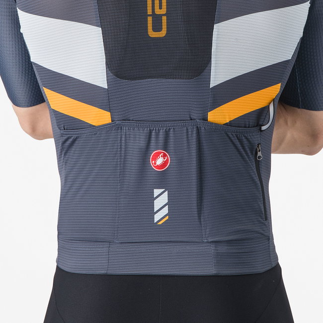 Castelli - tricou ciclism maneca scurta race fit - Unlimited Pro Jersey - 18-35 gr C - albastru | portocaliu