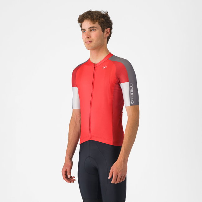 Castelli - tricou ciclism maneca scurta regular fit - Entrata 6 Jersey - rosu | gri