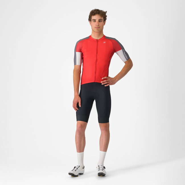 Castelli - tricou ciclism maneca scurta regular fit - Entrata 6 Jersey - rosu | gri