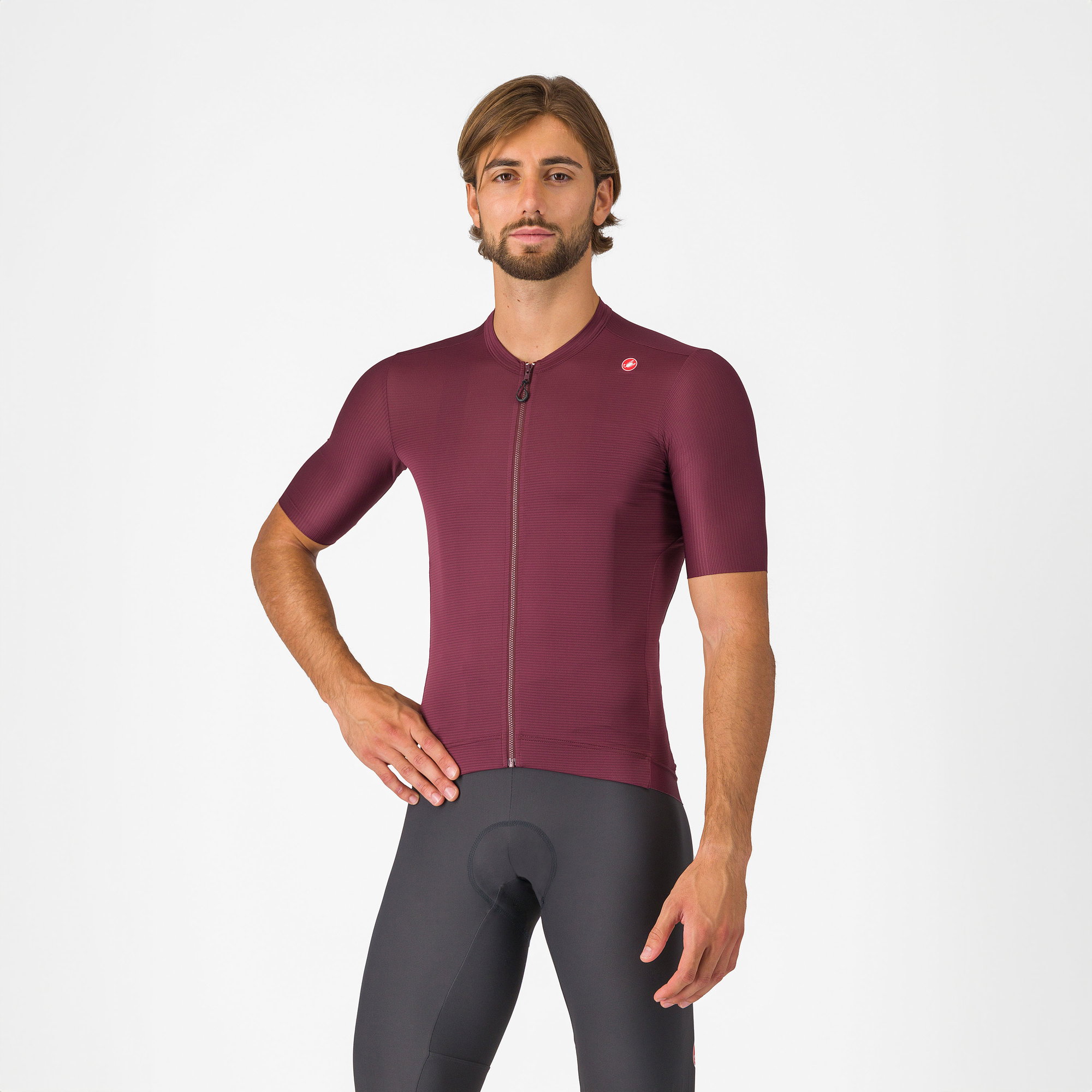Castelli Castelli - tricou ciclism maneca scurta tailored fit - Espresso Jersey - 18-35 gr C - bordo | argintiu