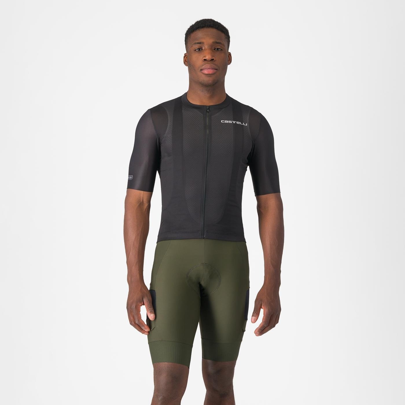 Castelli Castelli - pantaloni ciclism scurti cu bretele - Unlimited Cargo Bibshort - 15-35 gr C - verde Deep Green