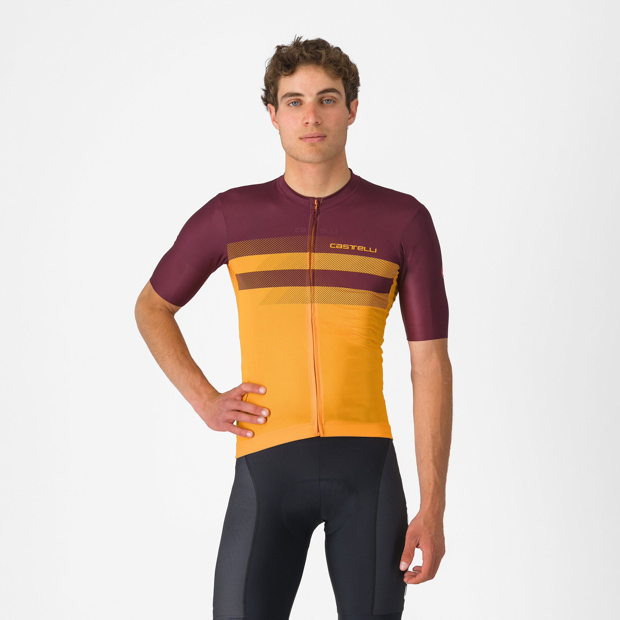 Castelli Castelli - tricou ciclism maneca scurta regular fit - Simbolo Jersey - portocaliu | bordo